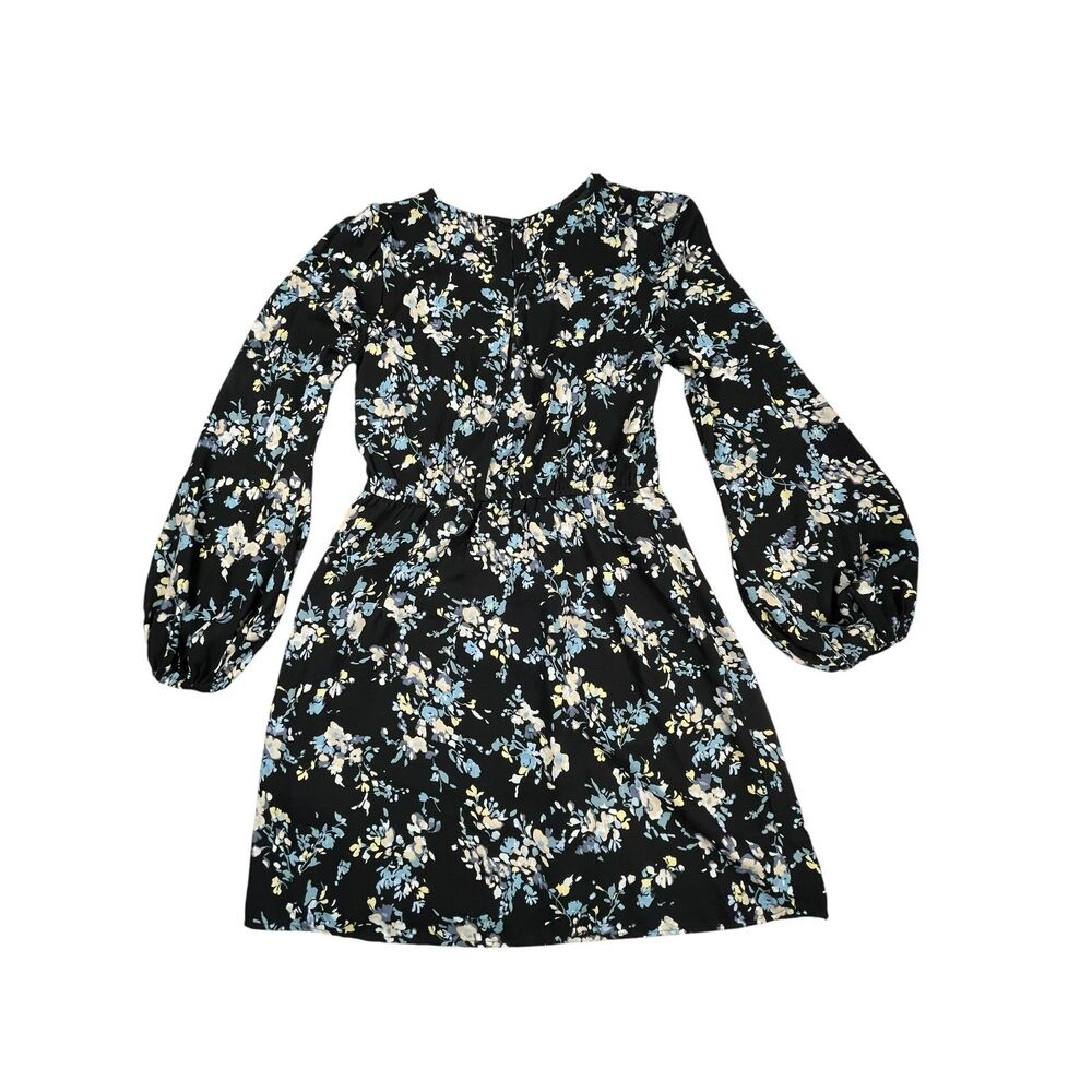 Abercrombie & Fitch Floral Dress Women Small Black Long Sleeve Boho Button Front